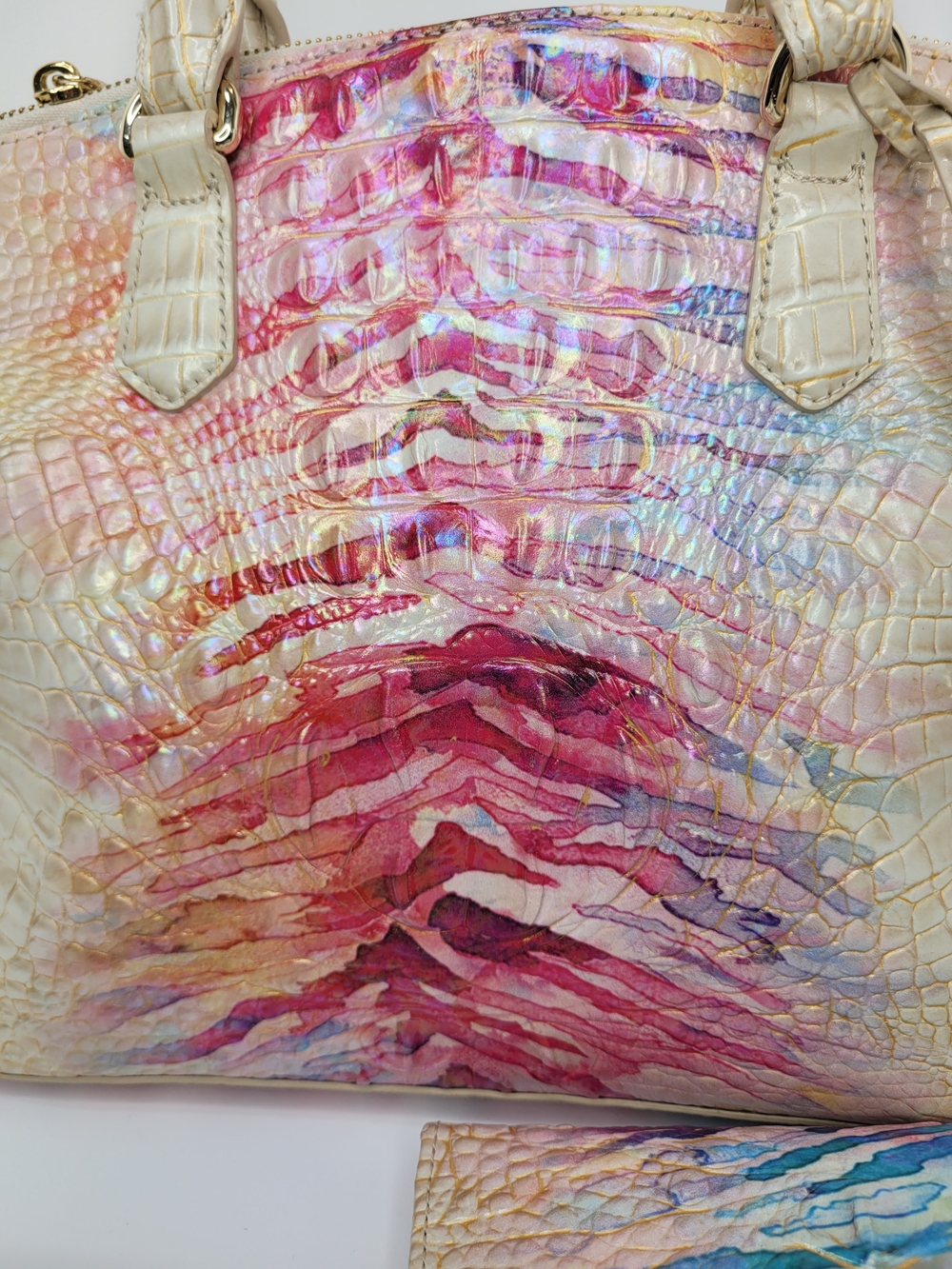 👉✨️ Brahmin Iridescent Entice Ombre Melbourne Duxbury Satchel Bag Wallet Set - Picture 6 of 15